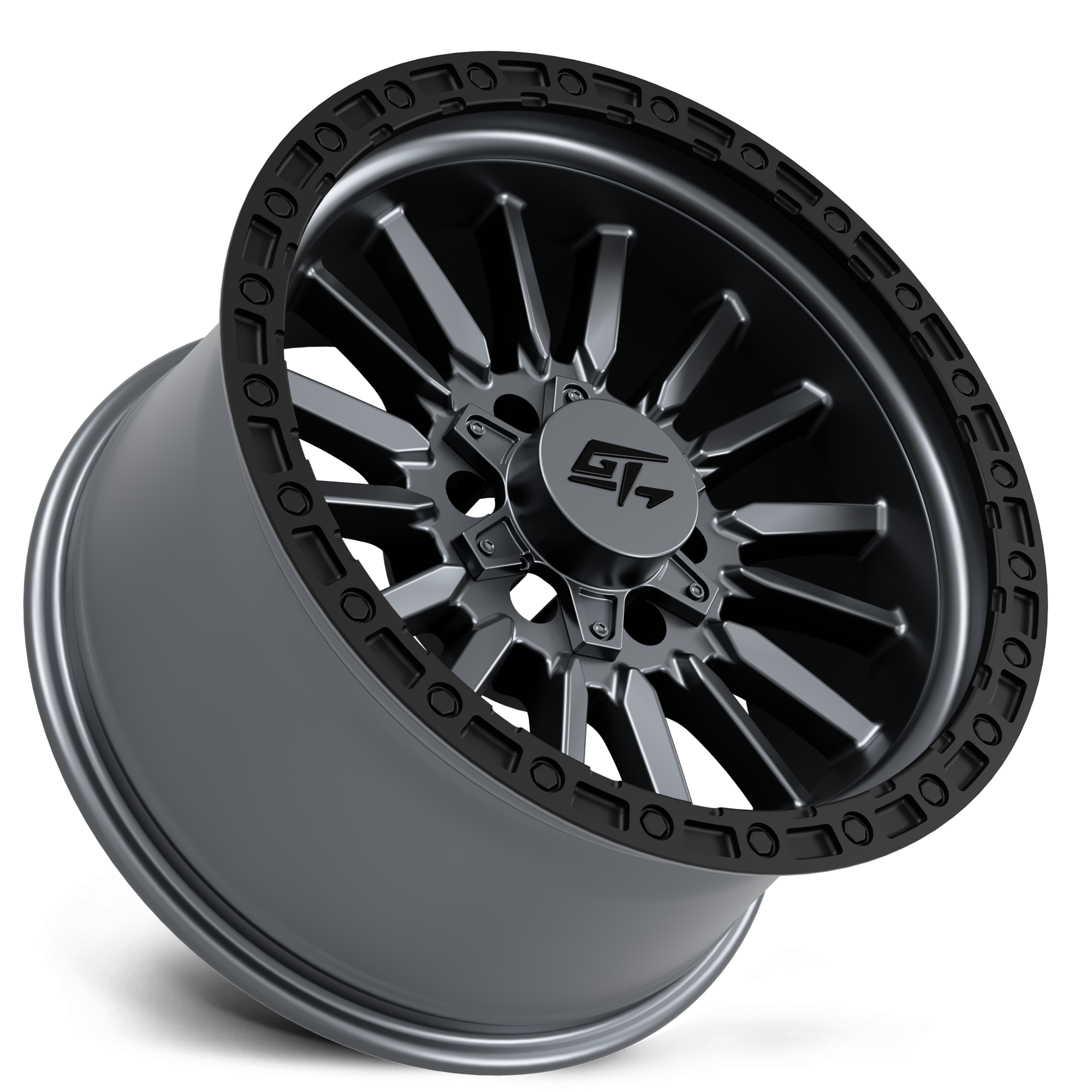 CHAMBER 18x12 6x135/6x139.7 -44 Black Ring / Matte Gunmetal Centre - Image 2