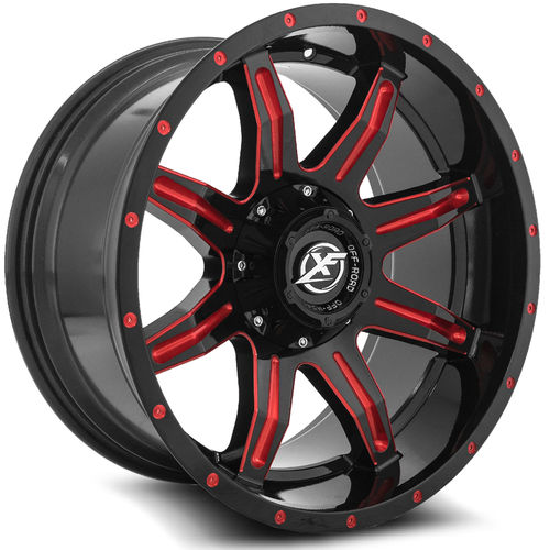 XF OFFROAD XF-215 20x9 6x135/6x139.7 12 Gloss Black Milled Red