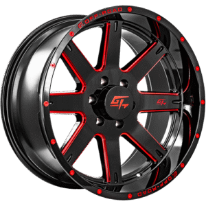 INVASION 22x12 5x127 -44 Gloss Black Milled Red