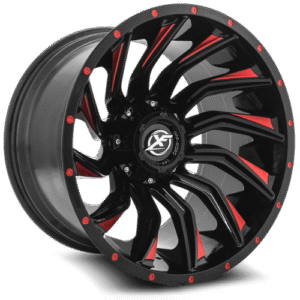 XF-224 20x9 8x165.1/8x170 12 Gloss Black Milled Red