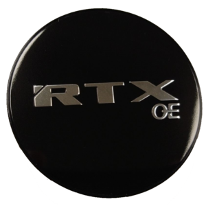 RTX 210K62B1OE - Center Cap Gloss Black RTXoe Chrome with Black Background