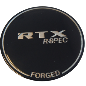 RTX 8100K62EB1C1RS - Center Cap Gloss Black RTX R-Spec Forged Engraved Chrome Black Background