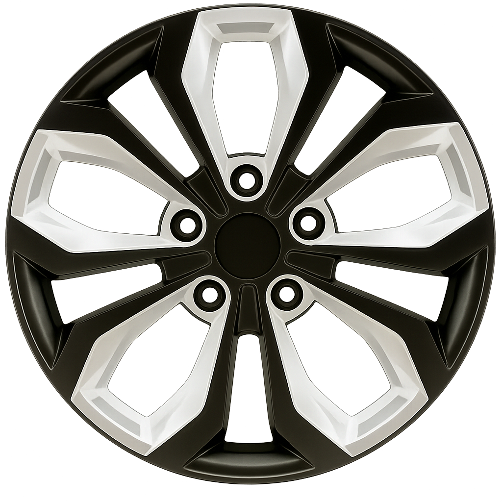 (4)ABS HUB CAPS - 16" BLACK/SILVER