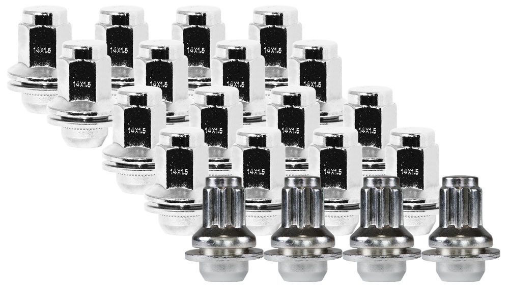 Ceco CD5309DL-20LLK - (16+4 locks) Chrome Toyota OEM Style Shank Lug Nuts 14X1.5 46mm H 22mm HEX