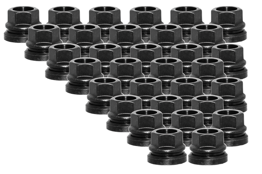 Ceco CD980029-32 - (32) BLACK Ford S/D SRW 03-22 OPEN FLAT SEAT NUT 23mm HEX 21mm 14x1.50