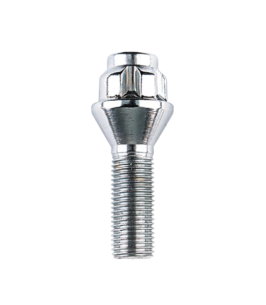 Ceco CDW41819 - (4) Chrome Cone Seat Wheel Lock Bolts 14x1.25 55 mm / 26 mm Thread