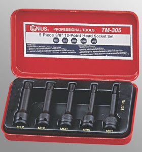 5 Pcs 3/8" Dr. Triple Square Head Driver Set