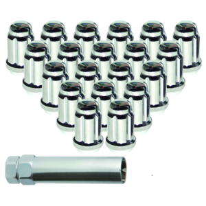 RTX® - TN0207-20 - Lug Nut Kits - Spline Drive Lug Nuts & Key - 20 Nuts - Chrome - Conical - 12M X 1.5