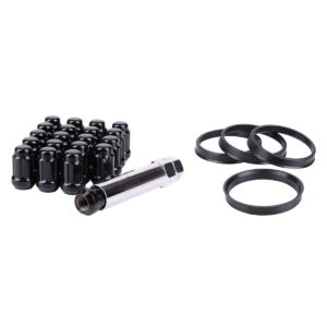 RTX® - KIT-351B - Complete Wheel Kits - Spline Drive Lug Nuts - Hub Rings - Key - 20 Nuts - Black - Conical - 12M X 1.25