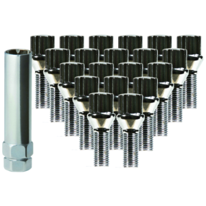 RTX® - TB0106-20 - Lug Bolt Kits - Spline Drive Lug Bolts & Key - 20 Bolts - Chrome - Conical - 12M X 1.25
