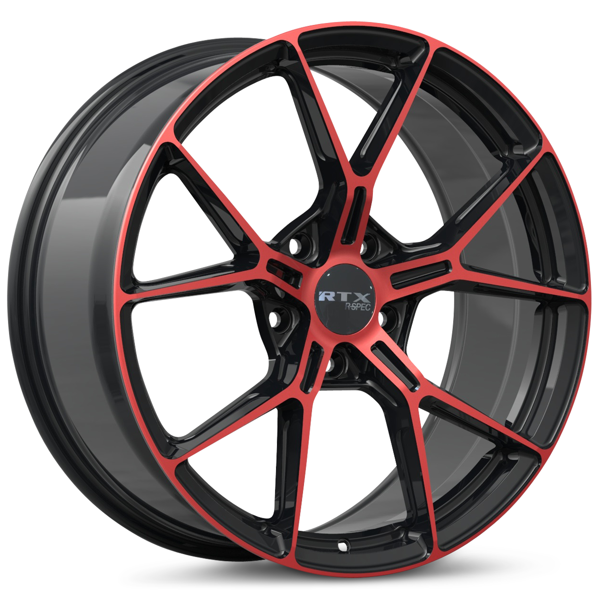RTX® (R-Spec) - 083316 - RS01 - Gloss Black Machined Red - 20x9 5x114.3 ET35 CB73.1