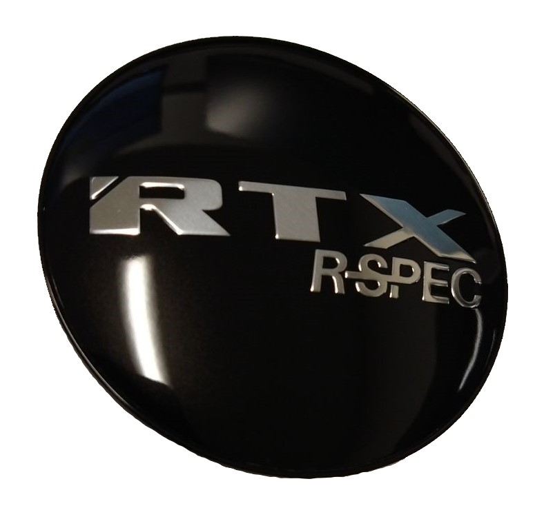 210K62ABRSCB - Center Cap Gloss Black RTX R-Spec Chrome with Black Background - Image 2