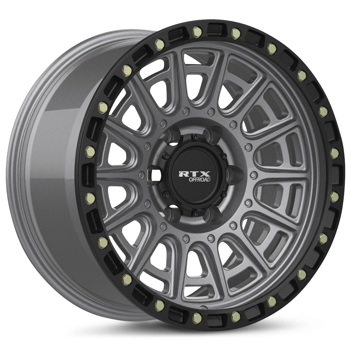 RTX® (Offroad) - 178603 - Striker - Matte Gunmetal with Black Lip and Milled Rivets - 17x8.5 6x139.7 ET10 CB106.1