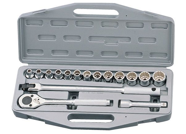 16PC, 1/2"DR, 12PT HAND SKT SE