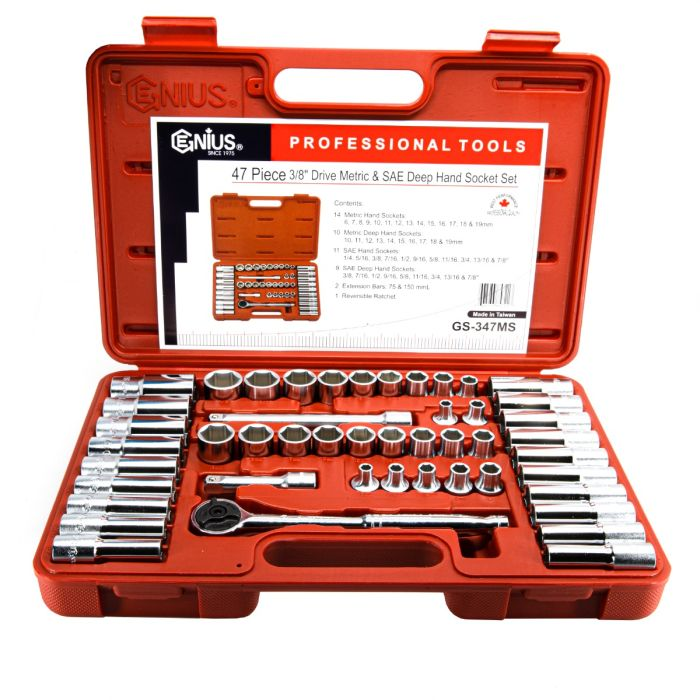 47 PC 3/8" DR. SAE/MET HAND SOCKET SET