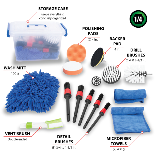 16PC POWER BRUSH DETAILING KIT - Image 2