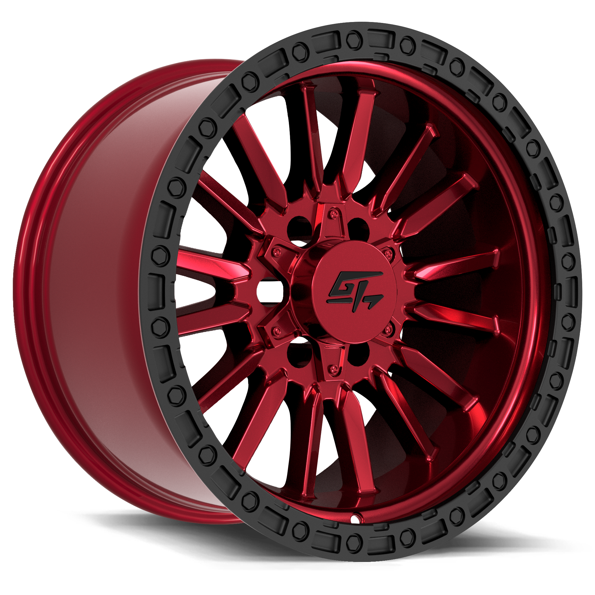 CHAMBER 18x12 8x165.1/8x180 -44 Black Ring / Anodized red centre