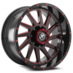 XF OFFROAD XF-216 20x9 5x127/5x139.7 12 Gloss Black Milled Red